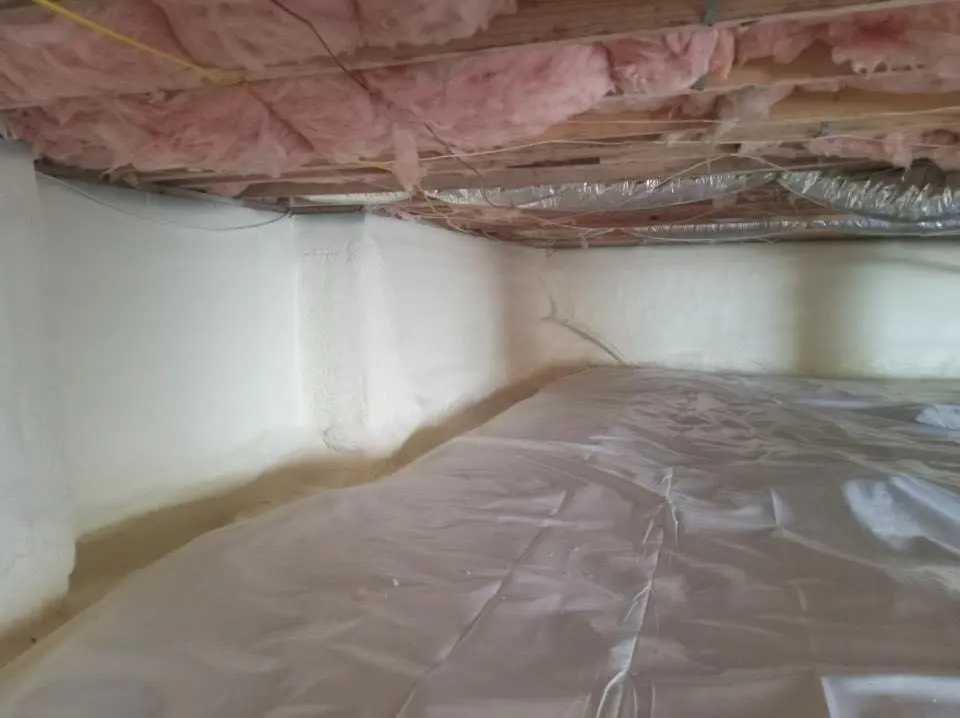 Crawl space encapsulation with closed-cell spray foam for Attic Insulation in McCordsville